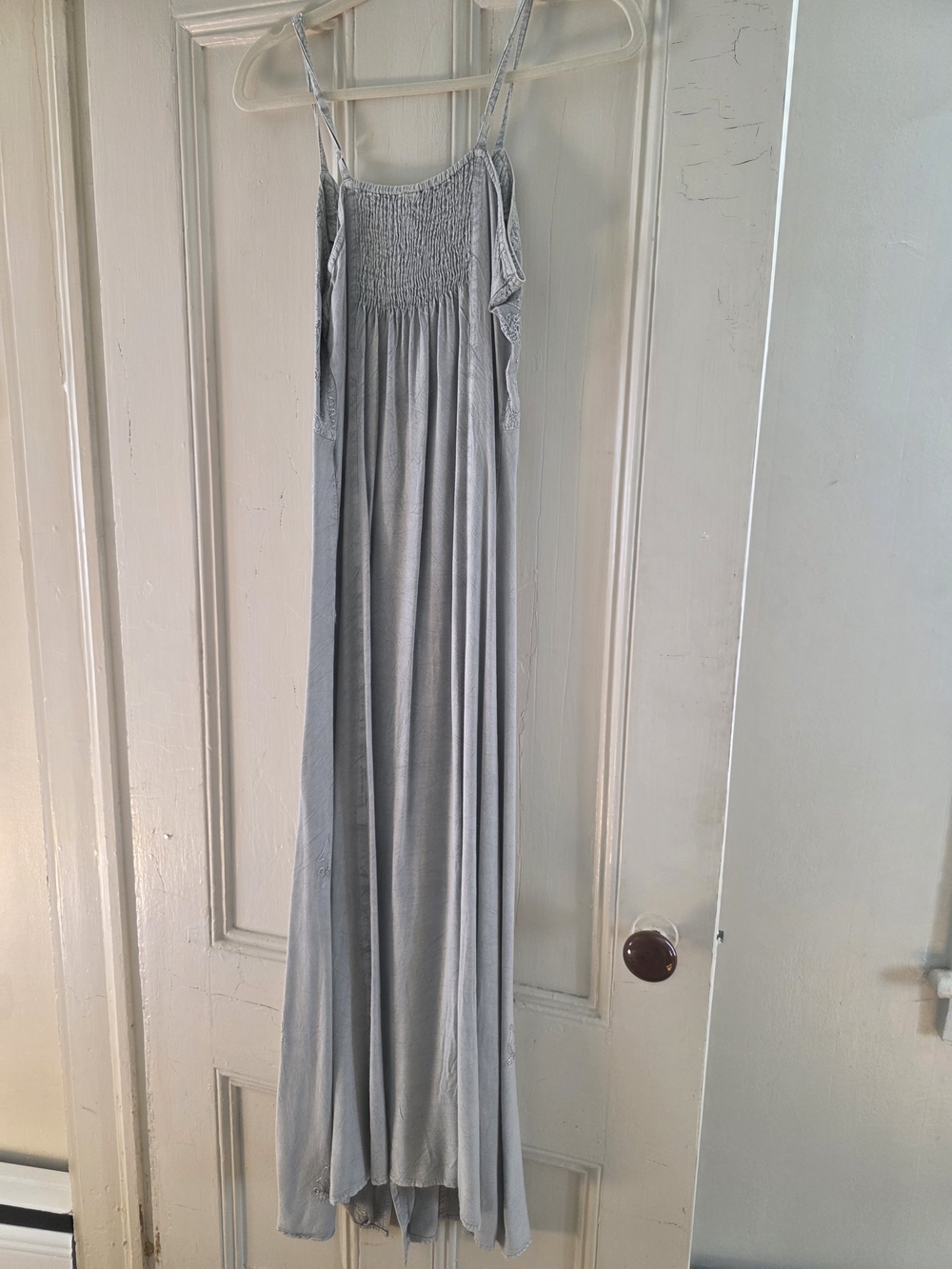 Light Gray/Green Sleeveless Button-Front Maxi Dress Size S - Picture 7 of 7